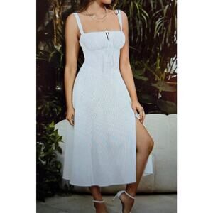 NWOT's -Glnege Women's Feminine BOHO Midi Corset Dress Slit Lace Up Dress Size L